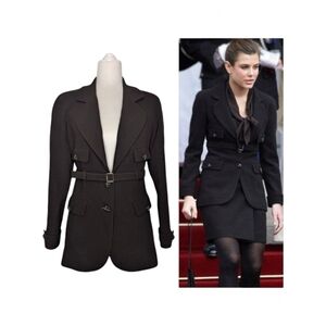 Chanel 2007 Paris-Monte Carlo Belted Wool Jacket Blazer CC Buttons Black 40